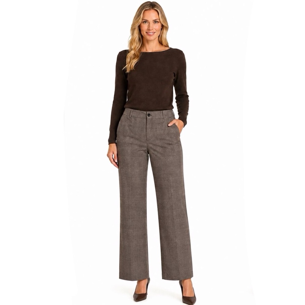 Tapemeasure Andi  Brown Glen Check Plaid Cuffed Cotton Trouser Pants Size 16